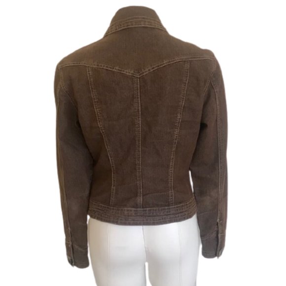 DRESSBARN Brown Fade Jean Button Down Jacket - Picture 3 of 6